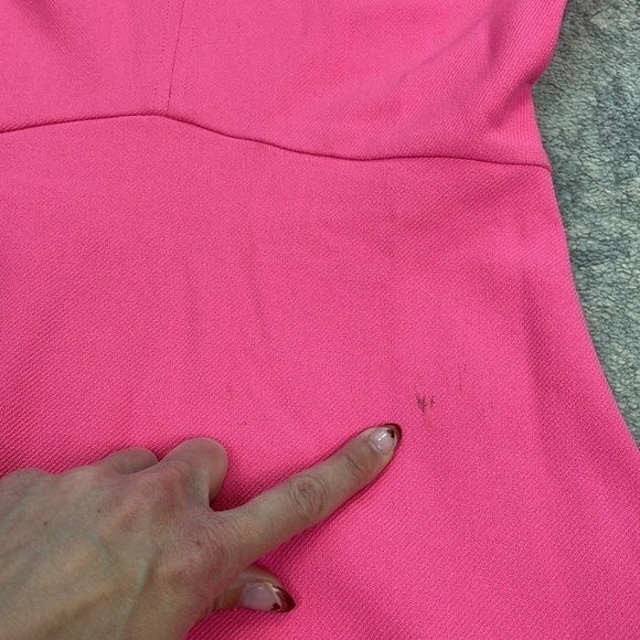 New Ganni Stretch Suiting V Neck Mini Dress Bright Bubblegum Pink Barbie Sz 36 - Picture 10 of 16